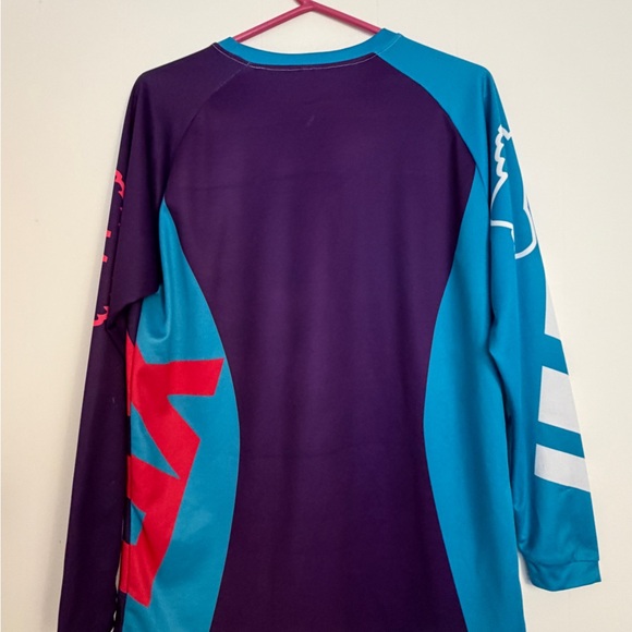 Fox 360 Riding Jersey Unisex Size XS Aqua Purple Pink Motocross Shirt Top - Picture 4 of 4